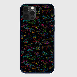 Чехол для iPhone 12 Pro Max Кислотные динозаврики, цвет: 3D-черный