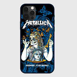 Чехол для iPhone 12 Pro Max Metallica - skeleton and butterflies, цвет: 3D-черный