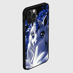 Чехол для iPhone 12 Pro Max Единорог - синий рог, цвет: 3D-черный — фото 2