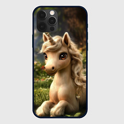 Чехол для iPhone 12 Pro Max Единорожка кофейного цвета, цвет: 3D-черный