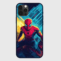 Чехол для iPhone 12 Pro Max Человек паук и краски, цвет: 3D-черный
