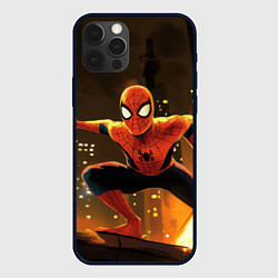 Чехол для iPhone 12 Pro Max Человек-паук пускает паутину, цвет: 3D-черный