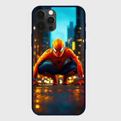Чехол для iPhone 12 Pro Max Человек паук на старте, цвет: 3D-черный
