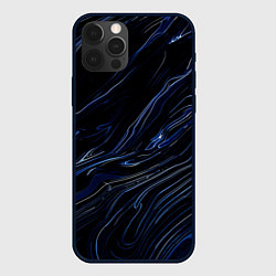 Чехол для iPhone 12 Pro Max Чёрно-синий абстракция линии, цвет: 3D-черный