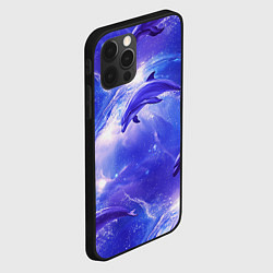 Чехол для iPhone 12 Pro Max Дельфины в волшебном море паттерн, цвет: 3D-черный — фото 2