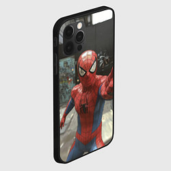 Чехол для iPhone 12 Pro Max Человек паук предупреждает, цвет: 3D-черный — фото 2