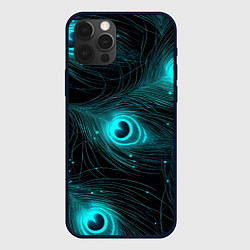 Чехол для iPhone 12 Pro Max Светящиеся перья павлина паттерн, цвет: 3D-черный
