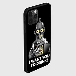 Чехол для iPhone 12 Pro Max Бендер - я хочу с тобой выпить, цвет: 3D-черный — фото 2