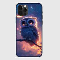 Чехол для iPhone 12 Pro Max Совушка и полумесяц, цвет: 3D-черный