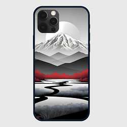 Чехол для iPhone 12 Pro Max Белые горы и красные деревья, цвет: 3D-черный