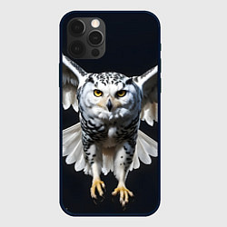 Чехол iPhone 12 Pro Max Белая сова на темном фоне