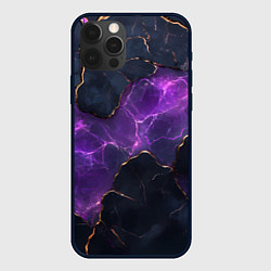 Чехол для iPhone 12 Pro Max Фиолетовый разлом с молниями, цвет: 3D-черный