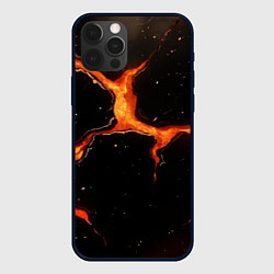 Чехол для iPhone 12 Pro Max Оранжевый разлом на черной текстуре, цвет: 3D-черный