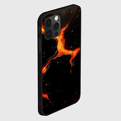 Чехол для iPhone 12 Pro Max Оранжевый разлом на черной текстуре, цвет: 3D-черный — фото 2