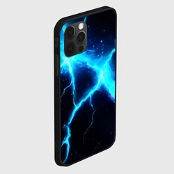 Чехол для iPhone 12 Pro Max Голубой разлом из молний, цвет: 3D-черный — фото 2