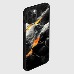 Чехол для iPhone 12 Pro Max Черная потертая текстура с лавой, цвет: 3D-черный — фото 2