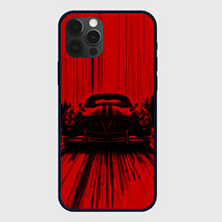 Чехол для iPhone 12 Pro Max Спорткар на красном фоне, цвет: 3D-черный