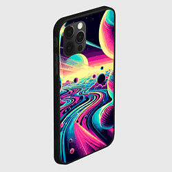 Чехол для iPhone 12 Pro Max Неоновый разноцветный космос, цвет: 3D-черный — фото 2