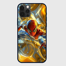 Чехол для iPhone 12 Pro Max Человек-паук пробирается сквозь слизь, цвет: 3D-черный