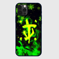 Чехол для iPhone 12 Pro Max Doom кислотный снег в огне лого, цвет: 3D-черный