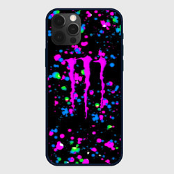Чехол для iPhone 12 Pro Max Monster energy неоновые краски, цвет: 3D-черный