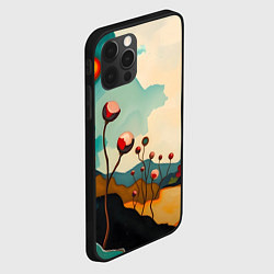 Чехол для iPhone 12 Pro Max Сюрреалистичный пейзаж с цветами, цвет: 3D-черный — фото 2
