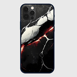Чехол для iPhone 12 Pro Max Красно-черная потресканная текстура, цвет: 3D-черный