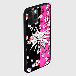 Чехол для iPhone 12 Pro Max Ведьмак паттерн сакура, цвет: 3D-черный — фото 2