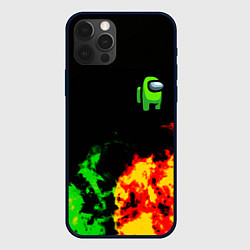 Чехол для iPhone 12 Pro Max Амонг ас огненная текстура, цвет: 3D-черный