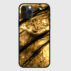 Чехол для iPhone 12 Pro Max Золото с черной текстурой, цвет: 3D-черный