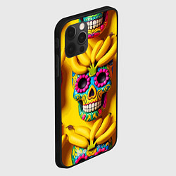 Чехол для iPhone 12 Pro Max Мексиканские черепа и бананы - паттерн, цвет: 3D-черный — фото 2