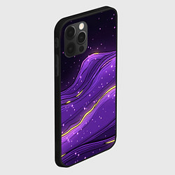 Чехол для iPhone 12 Pro Max Фиолетовая текстура с золотыми звездочками, цвет: 3D-черный — фото 2