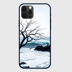 Чехол для iPhone 12 Pro Max Дерево в море, цвет: 3D-черный