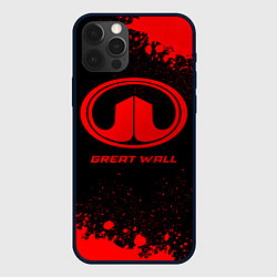 Чехол для iPhone 12 Pro Max Great Wall - red gradient, цвет: 3D-черный