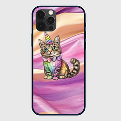 Чехол для iPhone 12 Pro Max Котенок в костюме единорога, цвет: 3D-черный