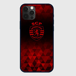 Чехол для iPhone 12 Pro Max Sporting red poly, цвет: 3D-черный