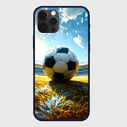 Чехол для iPhone 12 Pro Max Футбольный мяч на стадионе, цвет: 3D-черный