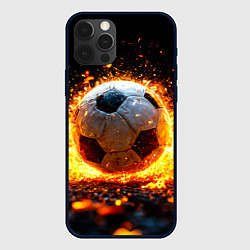 Чехол для iPhone 12 Pro Max Футбольный мяч в огне, цвет: 3D-черный