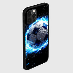 Чехол для iPhone 12 Pro Max Футбольный мяч в синем пламени, цвет: 3D-черный — фото 2