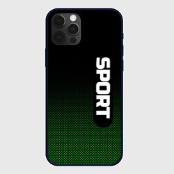 Чехол для iPhone 12 Pro Max Sport чёрно-зелёный текстурный, цвет: 3D-черный