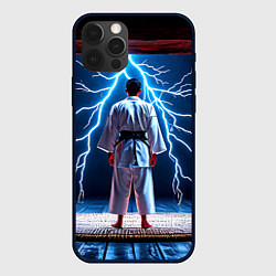 Чехол для iPhone 12 Pro Max Айкидоист и молния, цвет: 3D-черный