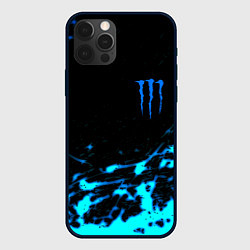 Чехол для iPhone 12 Pro Max Monster energy голубые краски, цвет: 3D-черный