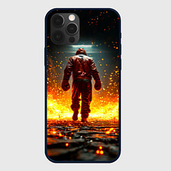 Чехол для iPhone 12 Pro Max Боксер в огне, цвет: 3D-черный