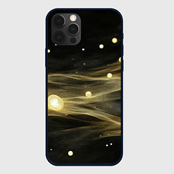 Чехол для iPhone 12 Pro Max Золотистый свет на черной текстуре, цвет: 3D-черный