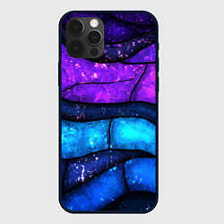 Чехол для iPhone 12 Pro Max Фиолетовые и синие полосы текстура, цвет: 3D-черный