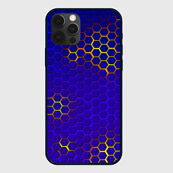 Чехол для iPhone 12 Pro Max Неоновые соты броня, цвет: 3D-черный