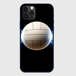 Чехол для iPhone 12 Pro Max Волейбольный мяч и молния, цвет: 3D-черный