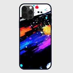Чехол для iPhone 12 Pro Max Разноцветные блестящие кляксы - текстура, цвет: 3D-черный