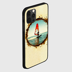 Чехол для iPhone 12 Pro Max Виндсерфер на бежевом, цвет: 3D-черный — фото 2