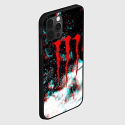 Чехол для iPhone 12 Pro Max Monster energy огонь глитч, цвет: 3D-черный — фото 2